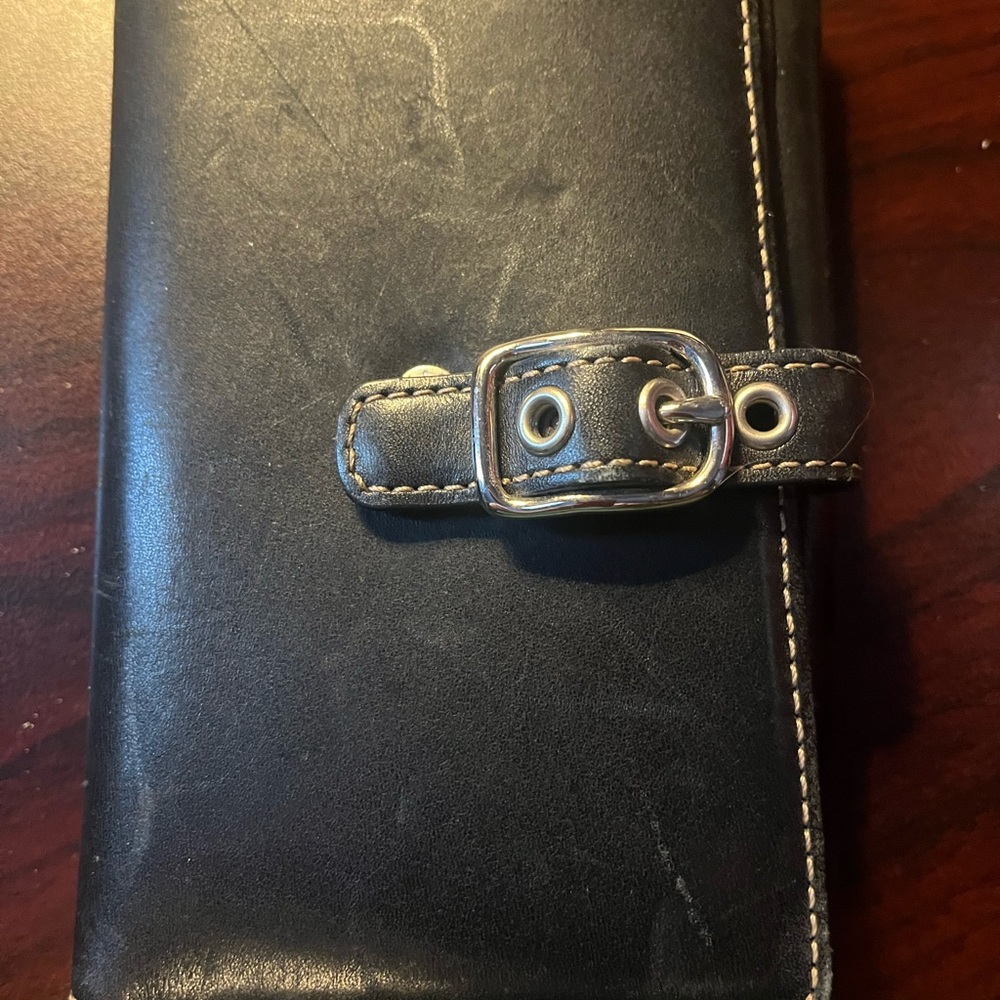 Coach Black Leather Wallet with Buckle